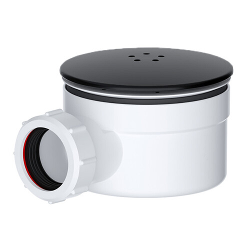 SPARES2GO Shower Trap for 90mm Tray Plug Hole 1.5" Drain Waste Dome Base Kit (Black) 1