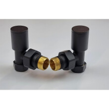 (Angled) Kirby Black Straight/Angled/Corner Towel Rail Valves 1/2" /15mm Radiator valves Solid Brass
