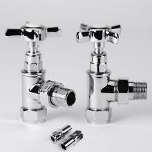 (Angled, 15mm to 8mm) Corby Angled/ Striaght Traditional Radiator Valve set