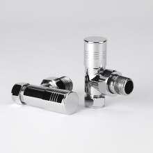(No) Durham Chrome Angled Brass Valves for Towel Rails / Radiators 15mm 1/2inch BSP