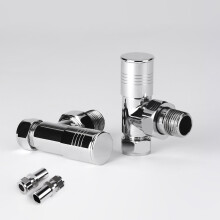 (15mm to 8mm) Durham Chrome Angled Brass Valves for Towel Rails / Radiators 15mm 1/2inch BSP