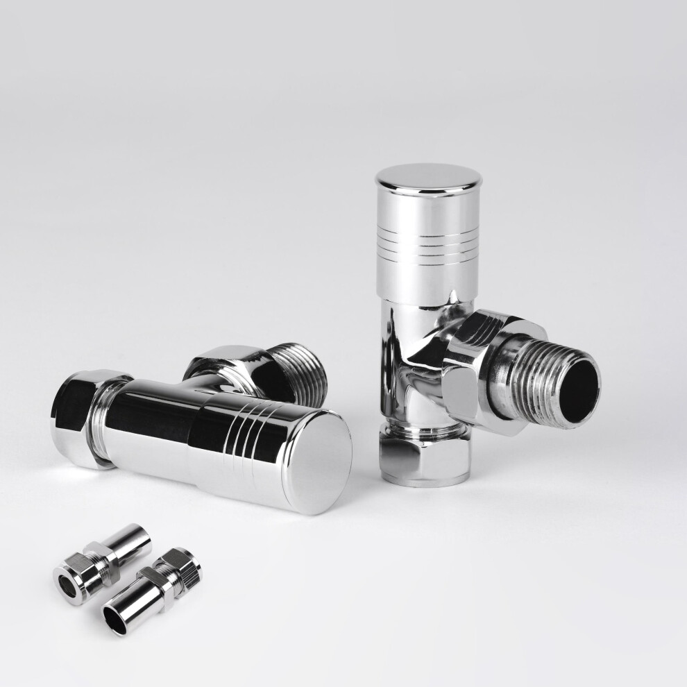 (15Mm To 8Mm) Durham Chrome Angled Brass Valves For Towel Rails / Radiators 15Mm 1/2Inch Bsp 5065000320553