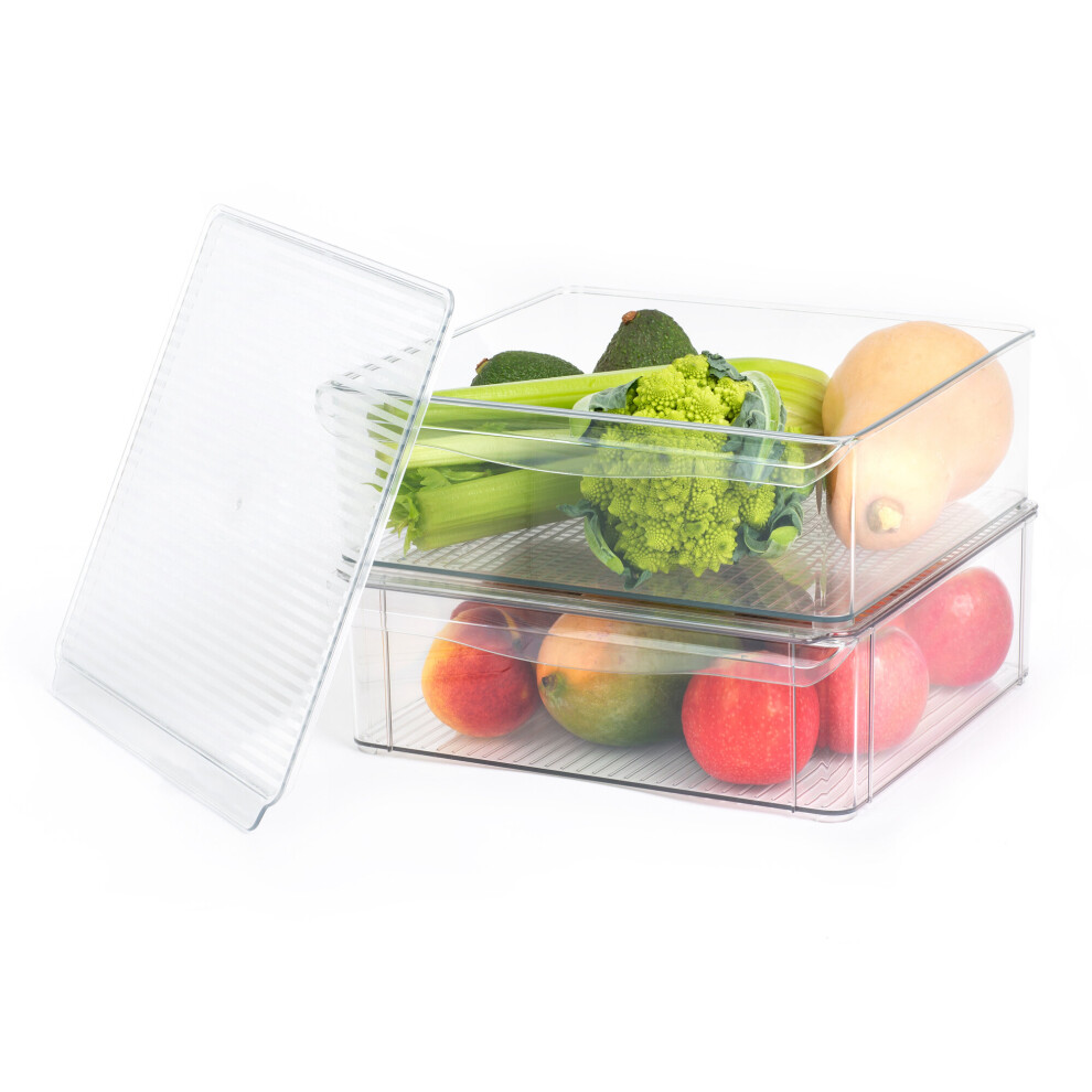 Livivo (Extra Large) Fridge Storage Organiser Clear - Set Of 2