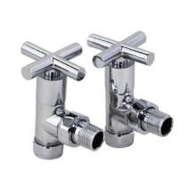 (No) Rome Angled Art Deco Radiator Valve set 15mm x ½inch