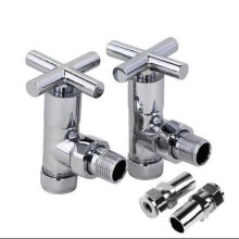 (15mm to 8mm) Rome Angled Art Deco Radiator Valve set 15mm x ½inch