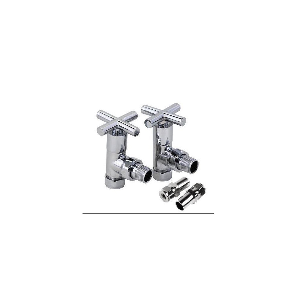 (15Mm To 8Mm) Rome Angled Art Deco Radiator Valve Set 15Mm X Â½Inch 5065000320522