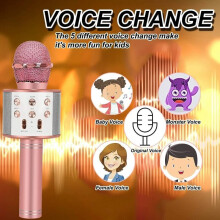 Wireless Karaoke Microphone Portable Bluetooth Karaoke Microphone for Kids Music Karaoke Toys Birthday Gifts for Boys Girls - Pink
