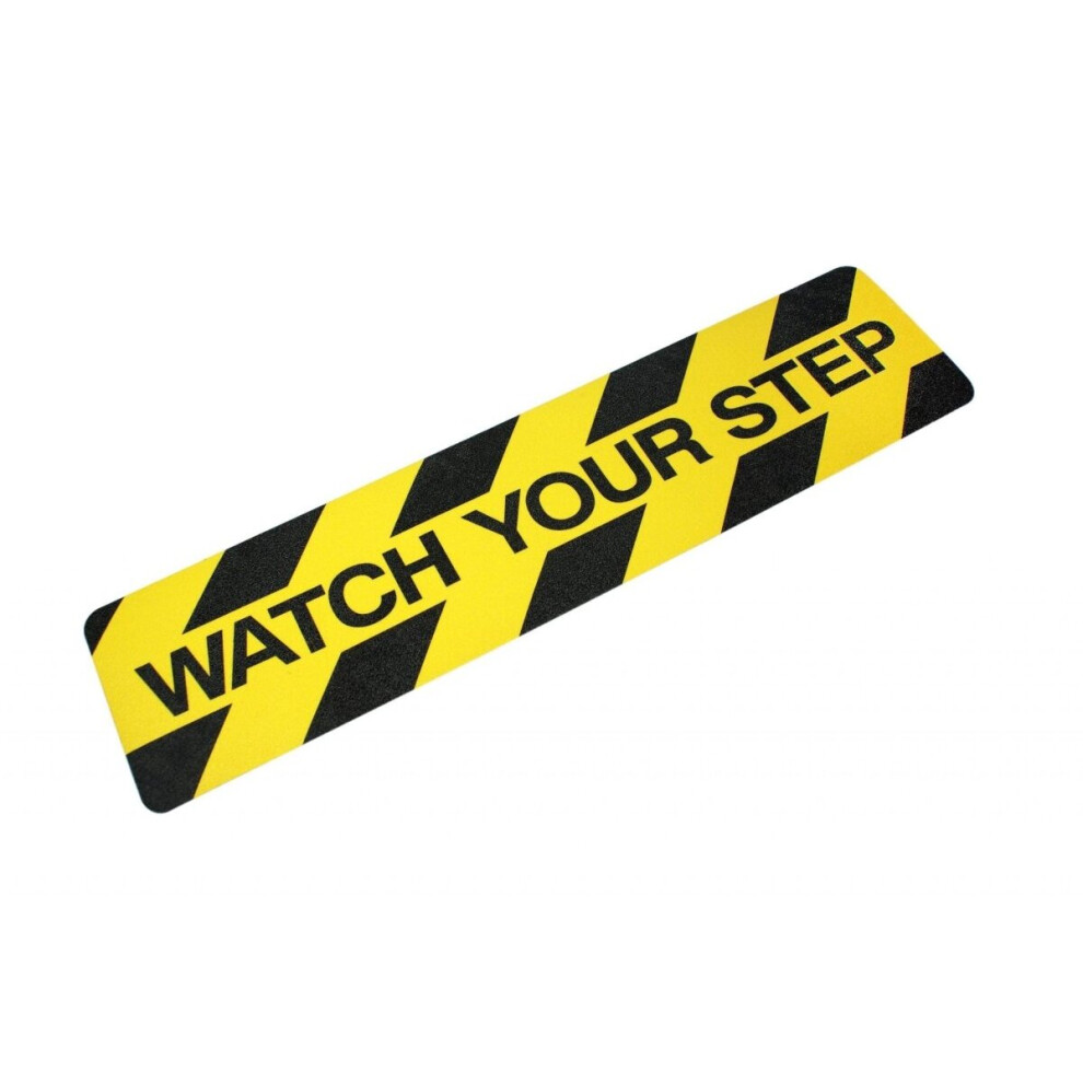 Anti Slip Pre Cut Tile Tread " Watch Your Step " 150Mm X 610Mm 5061000043065