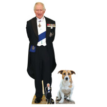 King Charles III and Jack Russell Dog Cardboard Cutouts Set of 2