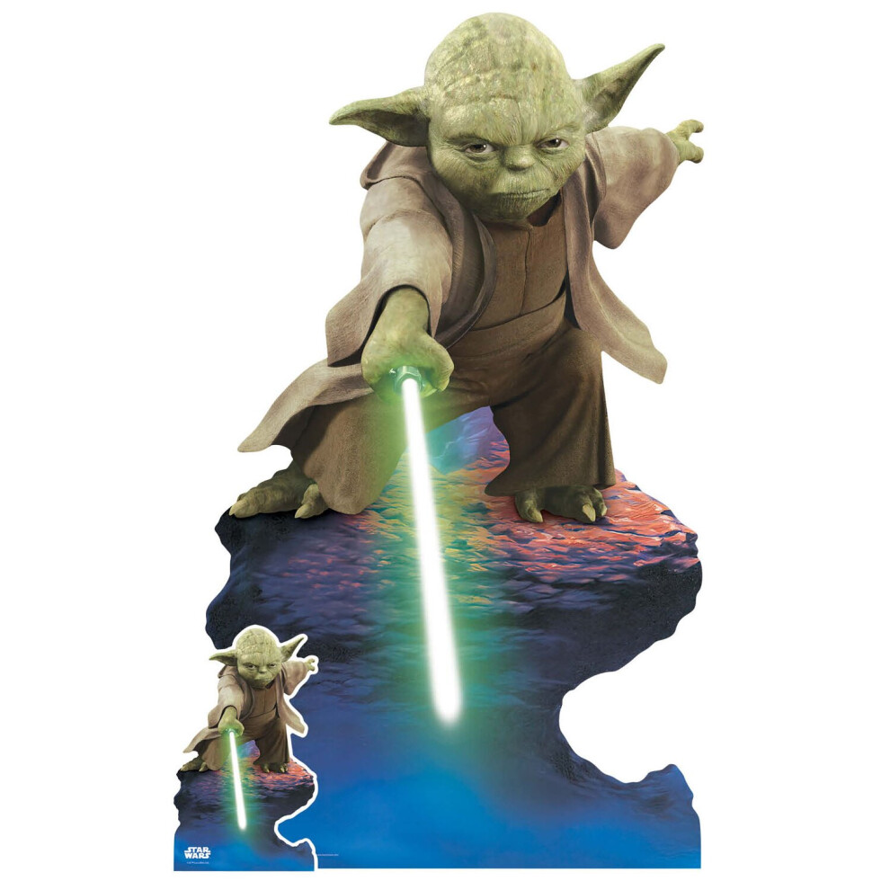 Yoda with Lightsaber Lifesize Cardboard Cutout Official Star Wars Standee