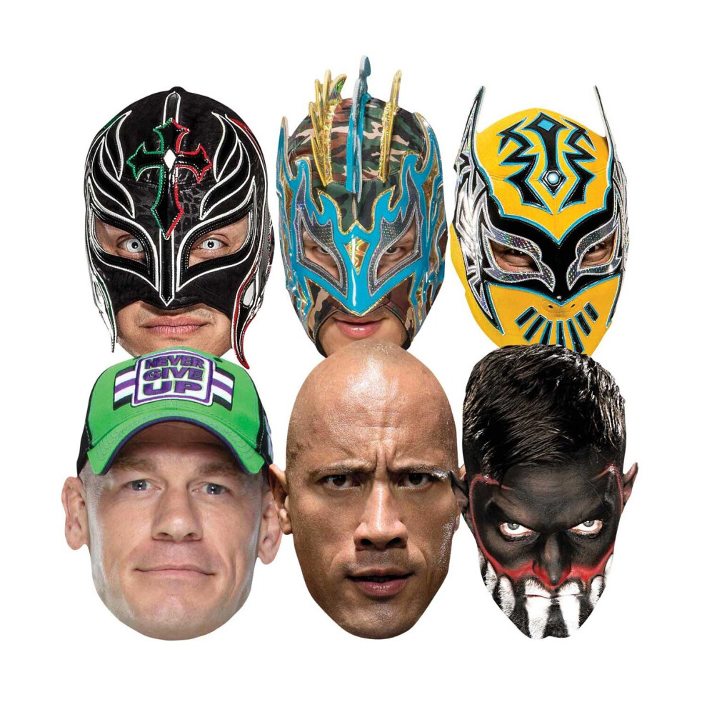 WWE Wrestlers Official 2D Card Party Fancy Dress Masks Variety 6 Pack