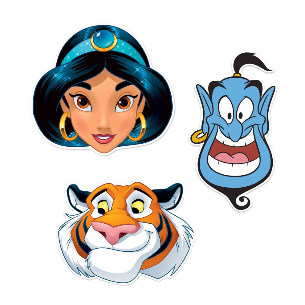 Jasmine, Genie and Rajah from Aladdin Official Disney Child Size 2D Mask Variety 3 Pack