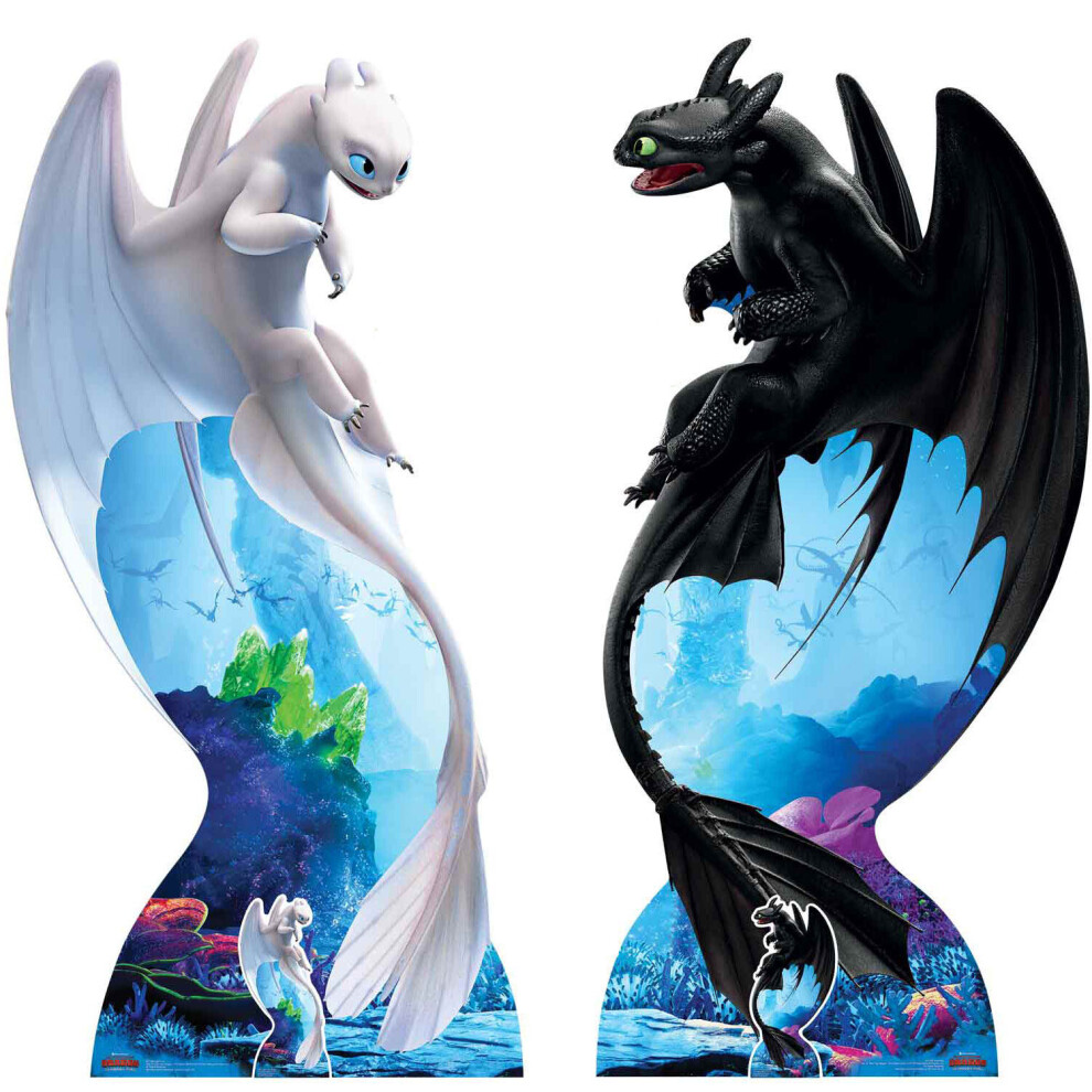 Toothless and Light Fury from How to Train Your Dragon 3 Official Cardboard Cutout / Standee - Set of 2