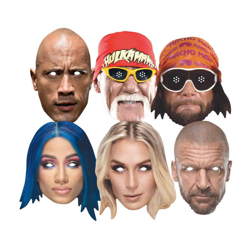 Wwe Legendary Wrestlers Official 2D Card Party Face Masks Variety 6 Pack