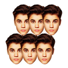 Justin Bieber Card Fancy Dress Mask Set of 6