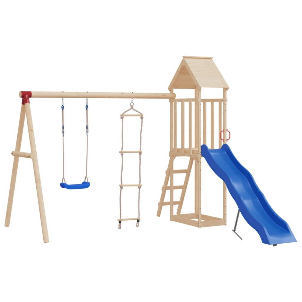 vidaXL Swing Seat Swing Chair with Rope Ladder Outdoor Playset Blue Polyethene