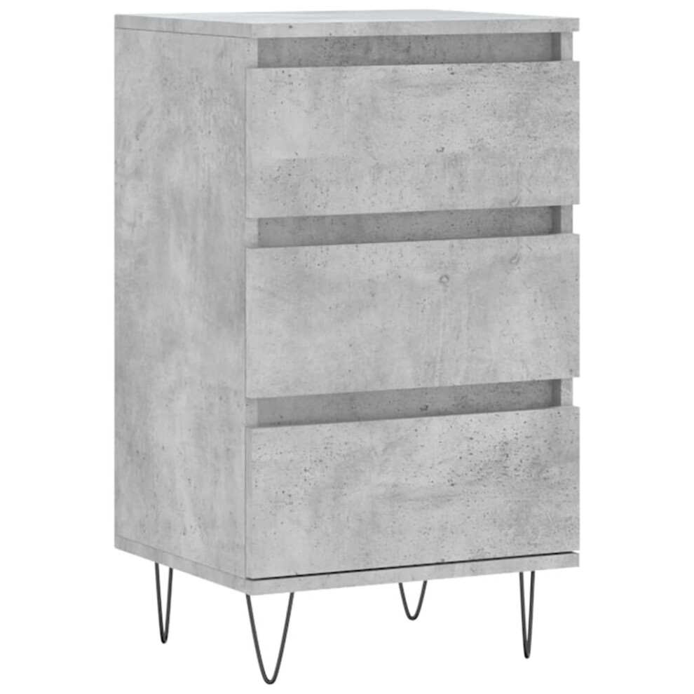 3 Drawer Concrete Wooden Sideboard Grey Vidaxl - Image 3