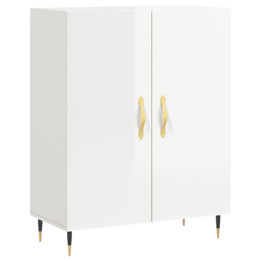 vidaXL Sideboard Storage Cabinet Cupboard High Gloss White Engineered Wood