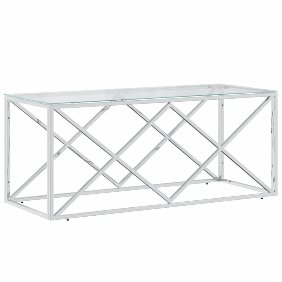 vidaXL Coffee Table Tea End Table Sofa Side Table Stainless Steel and Glass