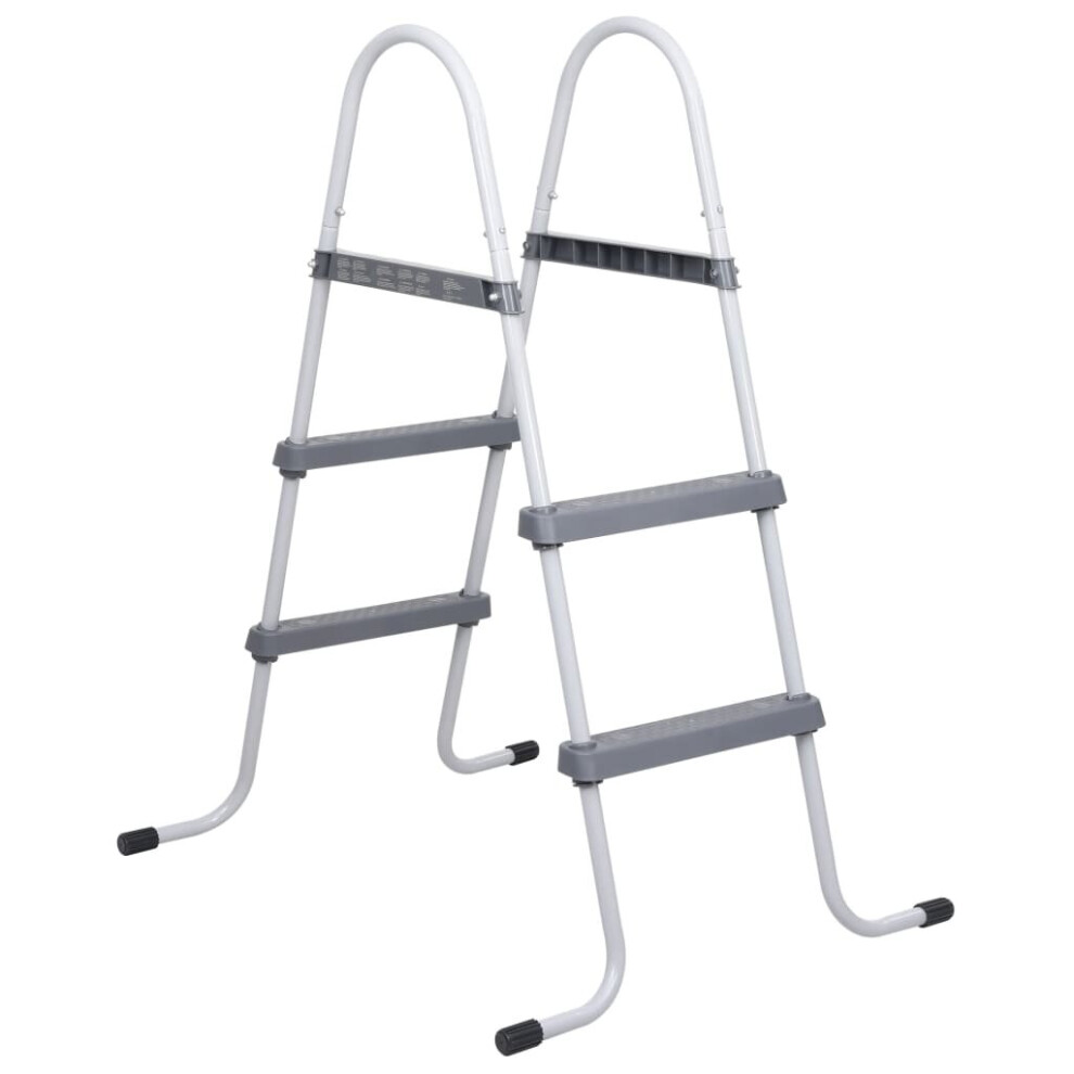 vidaXL Pool Ladder Grey 84 cm Steel Above Ground Swimming Pool Step & Ladder