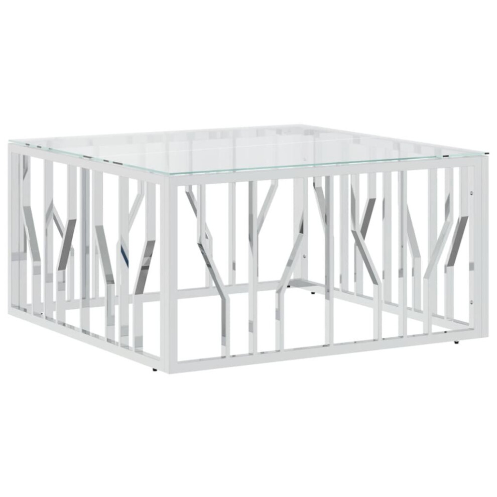 Vidaxl Coffee Table Tea End Table Sofa Side Table Stainless Steel And Glass