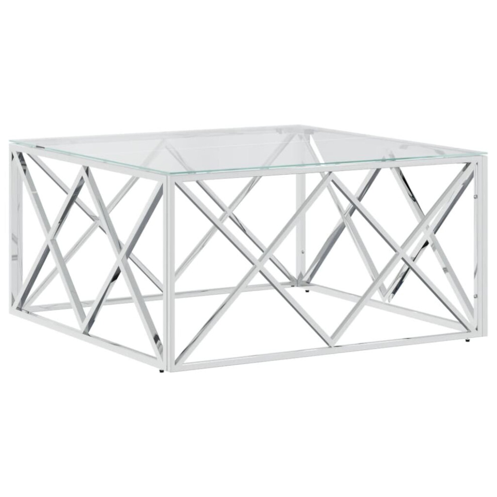 vidaXL Coffee Table Tea End Table Sofa Side Table Stainless Steel and Glass