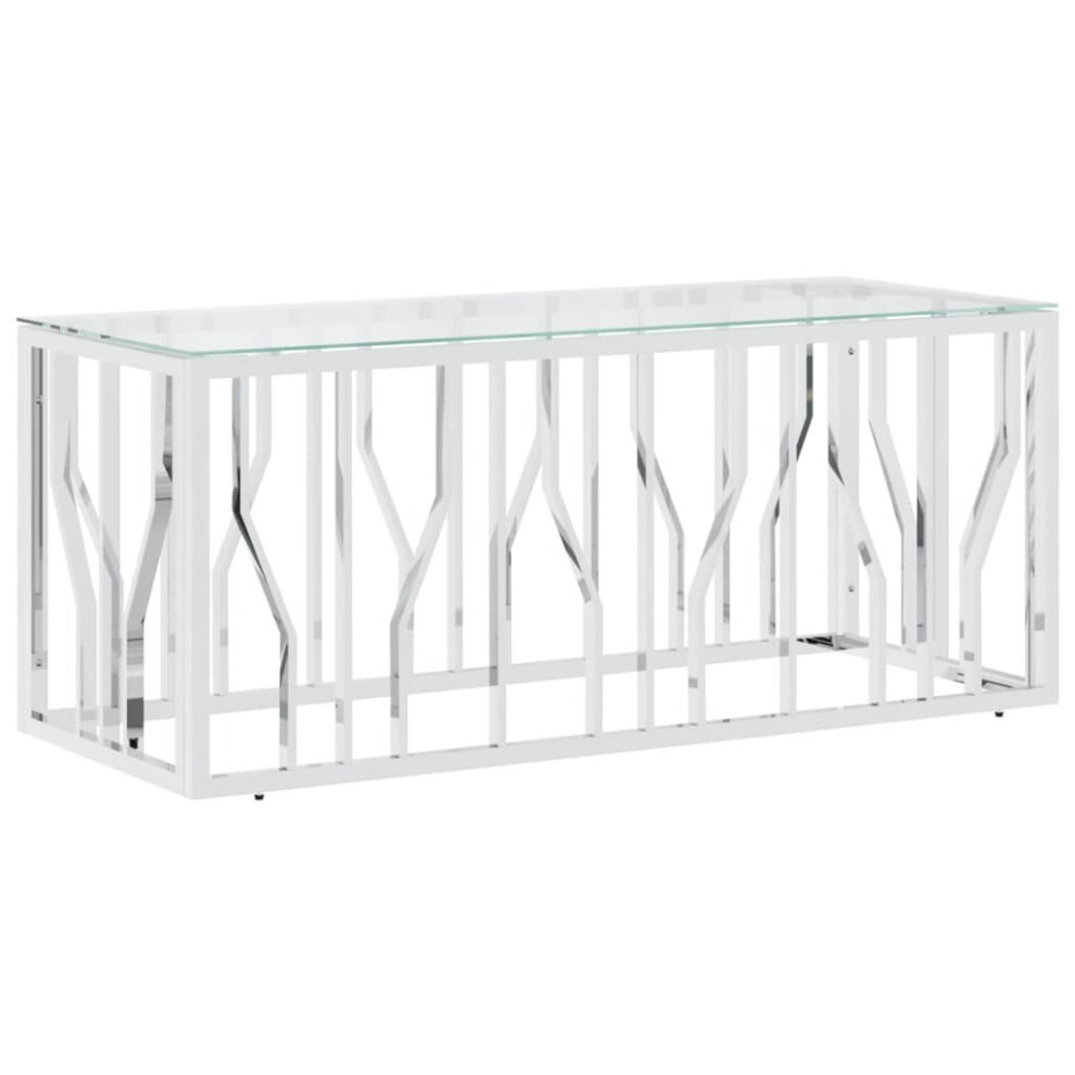 Vidaxl Coffee Table Tea End Table Sofa Side Table Stainless Steel And Glass