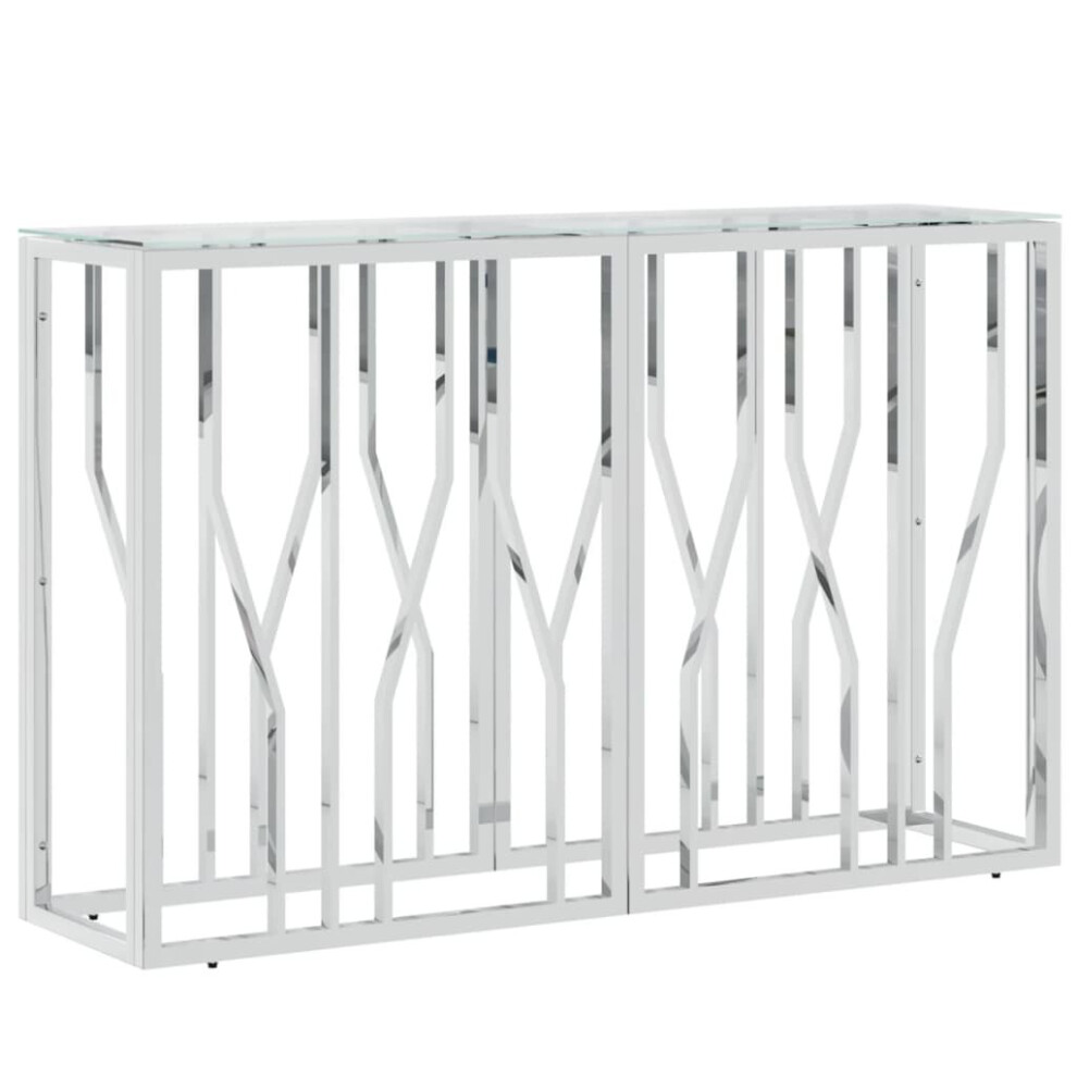 Vidaxl Console Table Hall Side Table End Sofa Table Stainless Steel And Glass