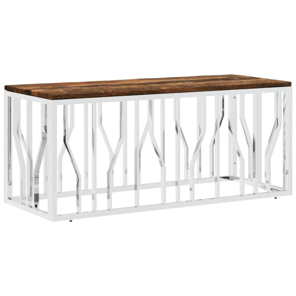 vidaXL Coffee Table End Side Table Stainless Steel and Solid Wood Reclaimed