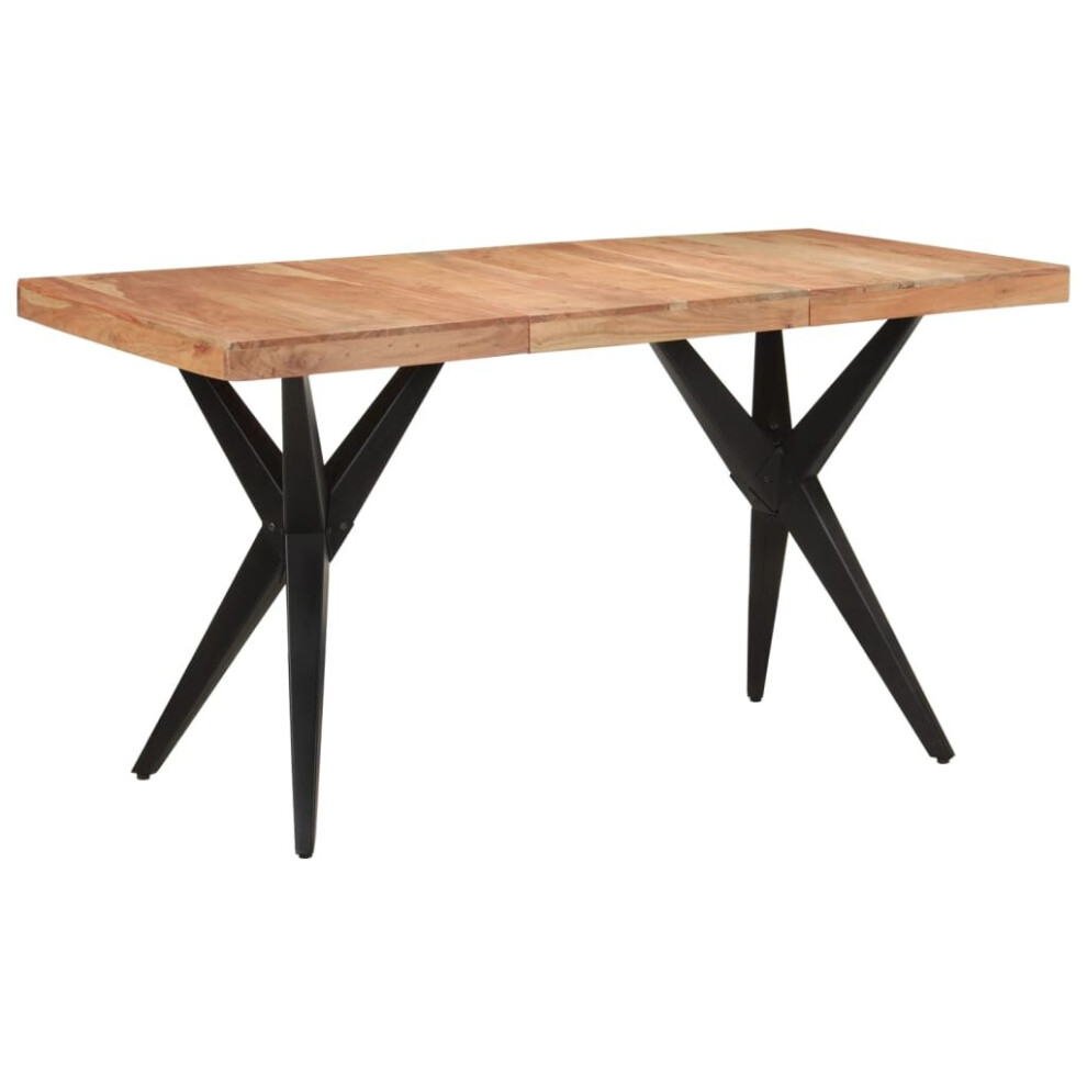 Vidaxl Dining Table Kitchen Table Dining Room Desk Black Solid Wood Acacia