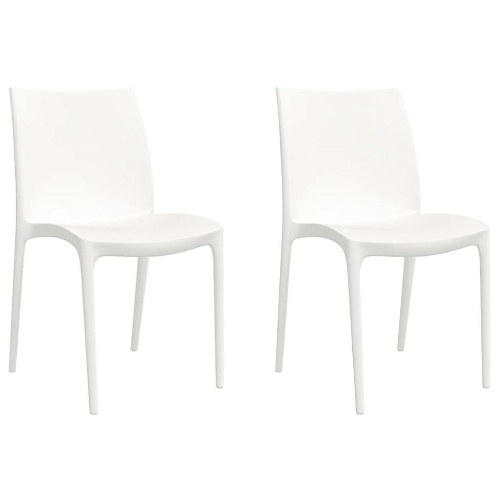 VidaXL Garden Chairs - 2 pcs White Polypropylene - 50x46x80 cm - Max 110 kg - Image 2