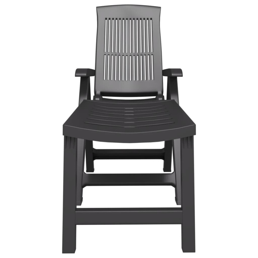 Vidaxl (Anthracite) Sun Lounger Outdoor Reclining Chair Sun Bed Patio Lounge Chair Plastic