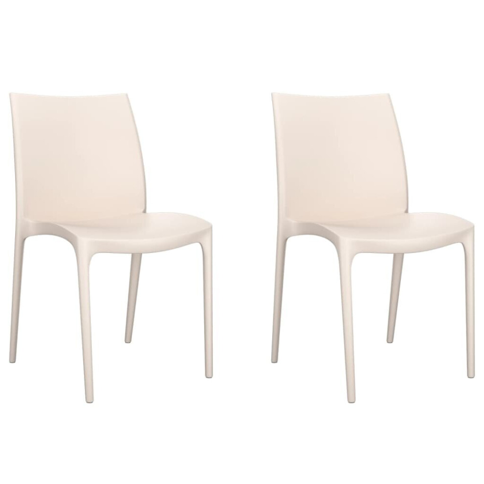 Vidaxl (Cream) Garden Chairs Patio Chair Outdoor Seating Chair 2 Pcs Polypropylene