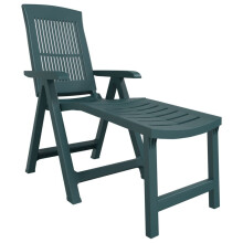 (green) vidaXL Sun Lounger Outdoor Reclining Chair Sun Bed Patio Lounge Chair Plastic