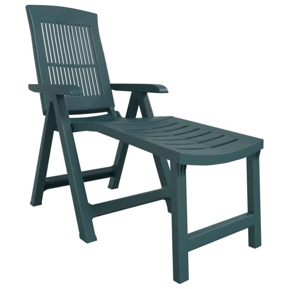 Vidaxl (Green) Sun Lounger Outdoor Reclining Chair Sun Bed Patio Lounge Chair Plastic