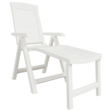 (white) vidaXL Sun Lounger Outdoor Reclining Chair Sun Bed Patio Lounge Chair Plastic
