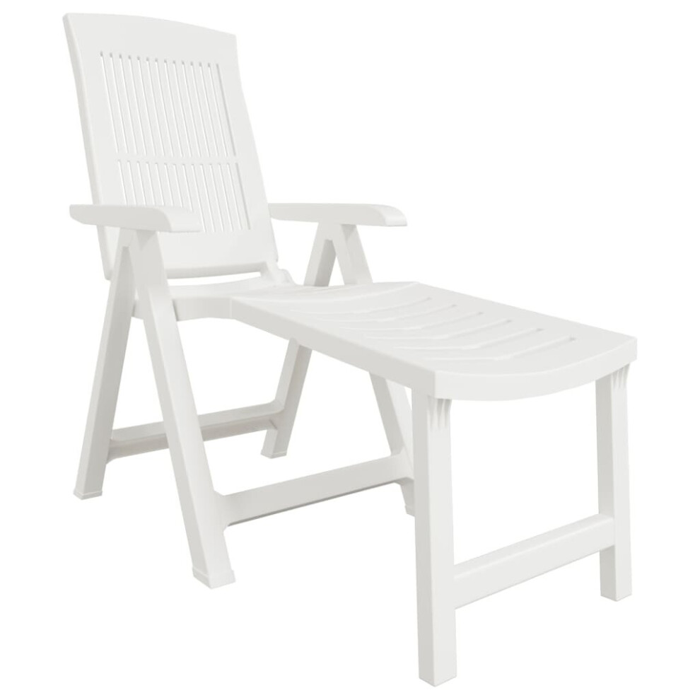 Vidaxl (White) Sun Lounger Outdoor Reclining Chair Sun Bed Patio Lounge Chair Plastic