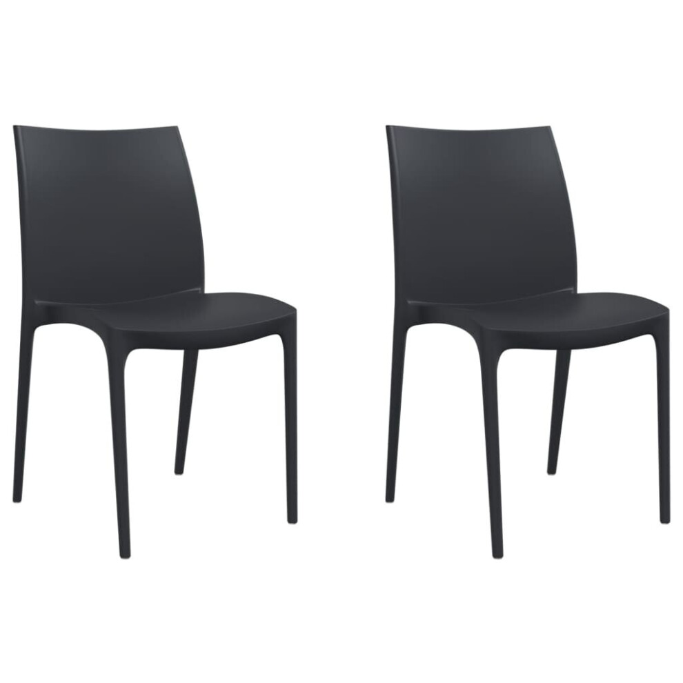 Vidaxl (Anthracite) Garden Chairs Patio Chair Outdoor Seating Chair 2 Pcs Polypropylene