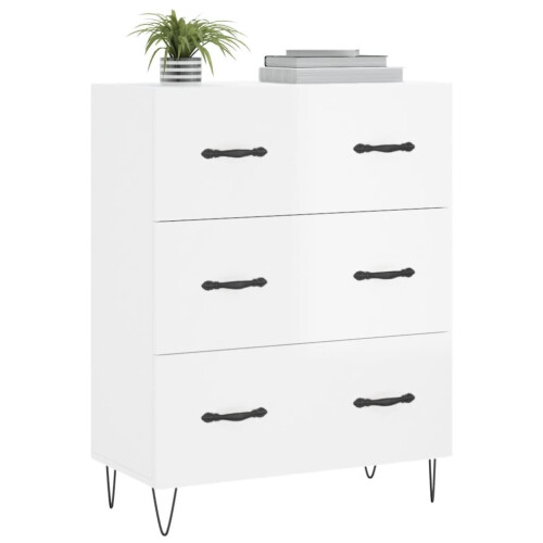 VidaXL vidaXL Sideboard Storage Cabinet Cupboard High Gloss White Engineered Wood 2