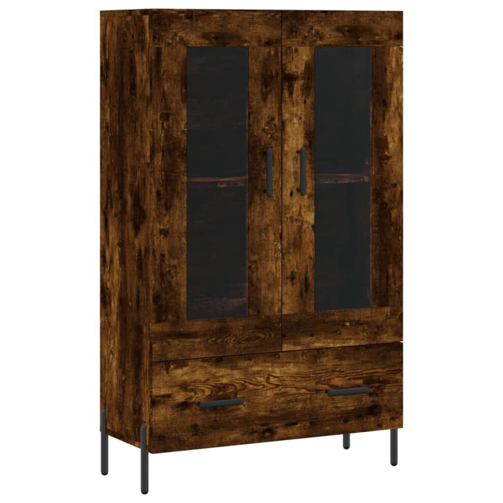 Vidaxl (Smoked Oak) Highboard Sideboard Storage Cabinet Side Cabinet White Engineered Wood