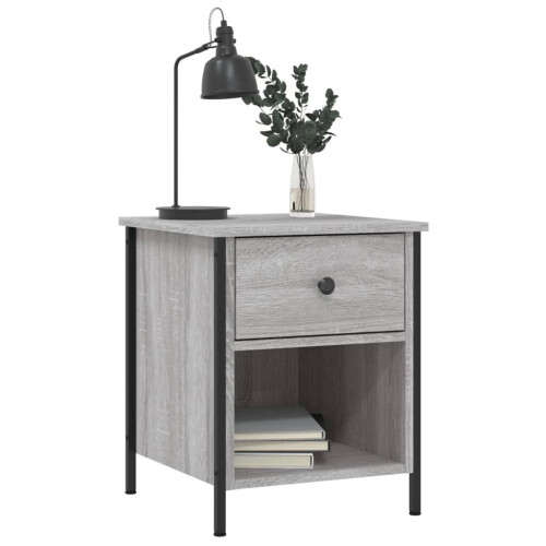 VidaXL (grey sonoma) vidaXL Bedside Cabinet Bedside Table Telephone Table Black Engineered Wood 2