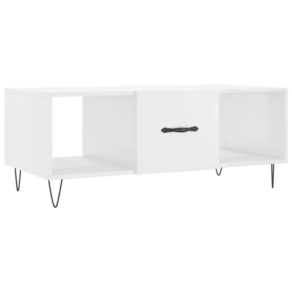 (high gloss white) vidaXL Coffee Table Side Table Sofa Table with Storage White Engineered Wood