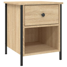 (sonoma oak) vidaXL Bedside Cabinet Bedside Table Telephone Table Black Engineered Wood