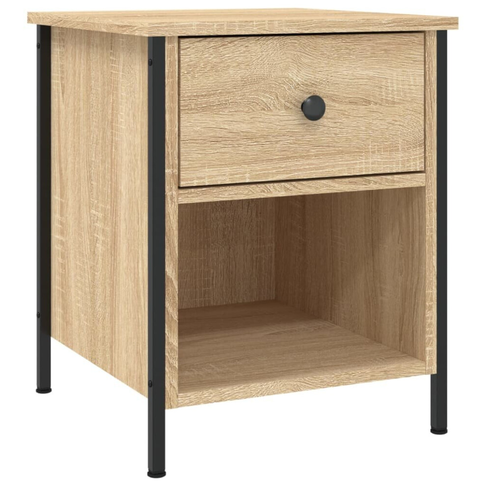 Vidaxl (Sonoma Oak) Bedside Cabinet Bedside Table Telephone Table Engineered Wood Black