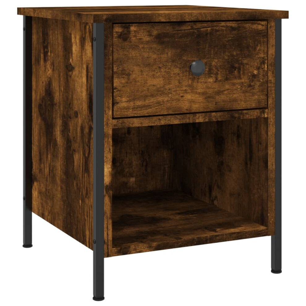 Vidaxl (Smoked Oak) Bedside Cabinet Bedside Table Telephone Table Black Engineered Wood