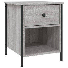 (grey sonoma) vidaXL Bedside Cabinet Bedside Table Telephone Table Black Engineered Wood
