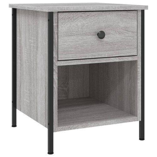 VidaXL (grey sonoma) vidaXL Bedside Cabinet Bedside Table Telephone Table Black Engineered Wood