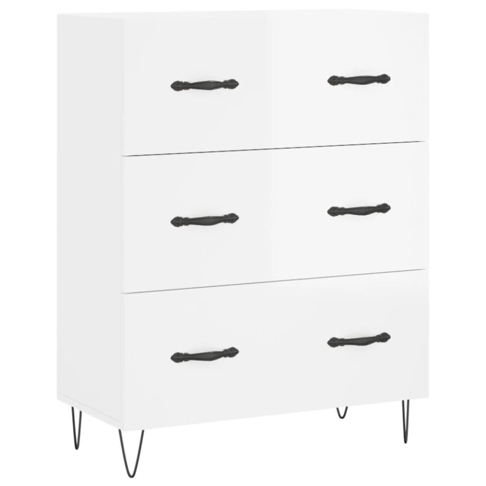 vidaXL Sideboard Storage Cabinet Cupboard High Gloss White Engineered Wood