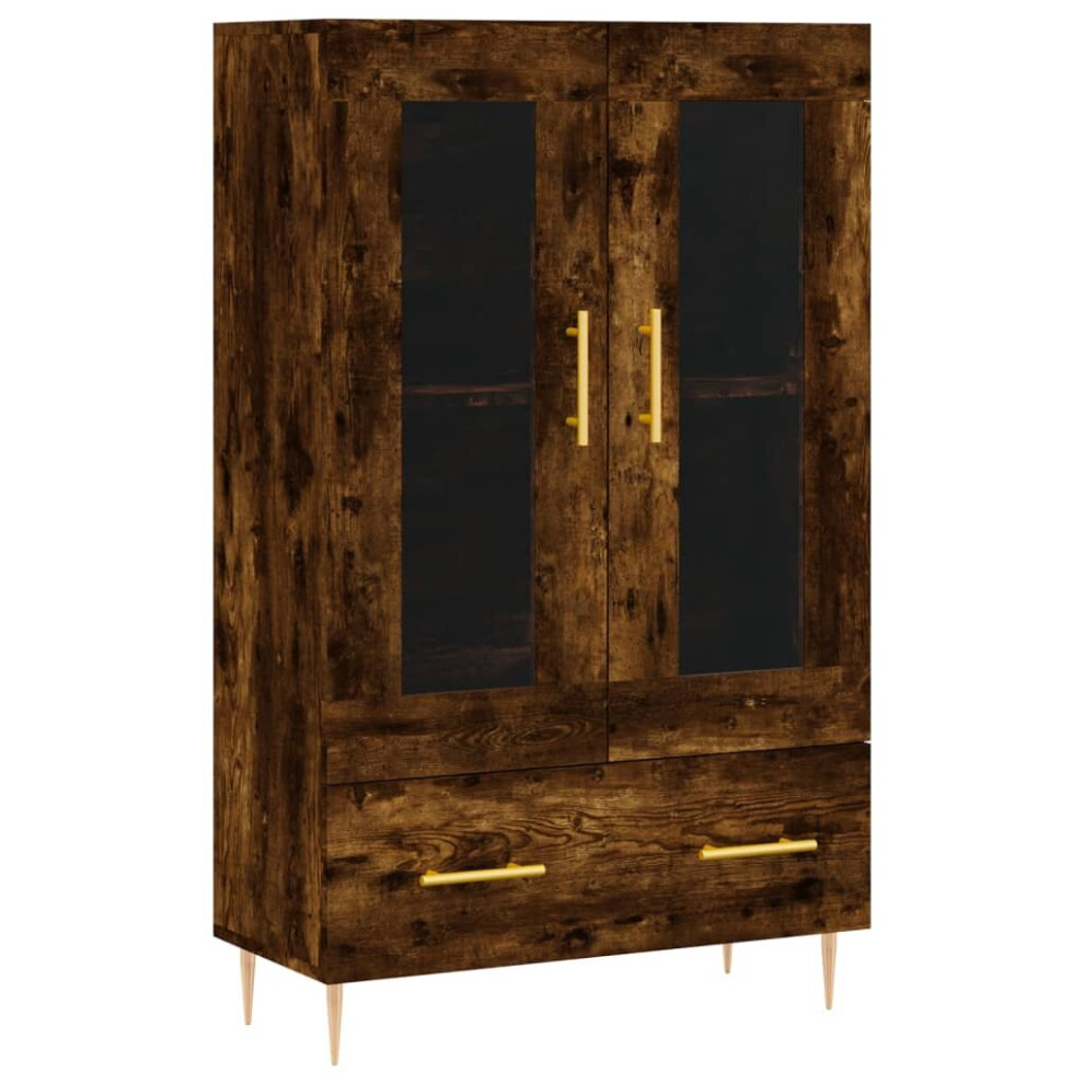 Vidaxl (Smoked Oak) Highboard Sideboard Cupboard Side Cabinet Concrete Engineered Wood Grey