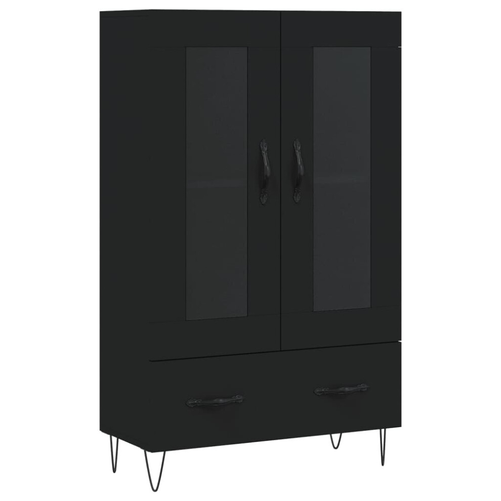 (black) vidaXL Highboard Sideboard Storage Cabinet Side Cabinet Black Engineered Wood